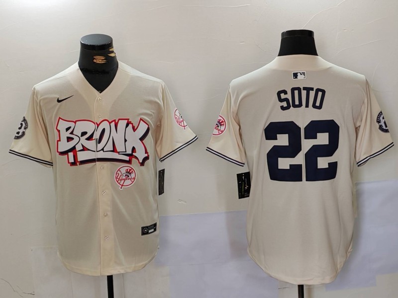 Men New York Yankees 22 Soto Cream joint name 2024 Nike MLB Jersey style 3